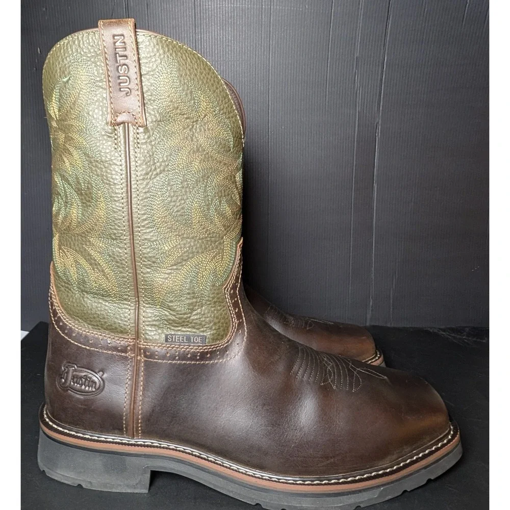 Justin Men's Driller Stampede SE4688 Western Steel Toe Work Boots 14 EE